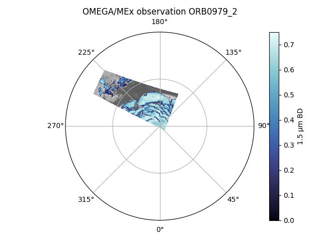 ORB0979_2 show_data_v2 - 1.5μm BD overplotted on reflectance 1.085μm polar